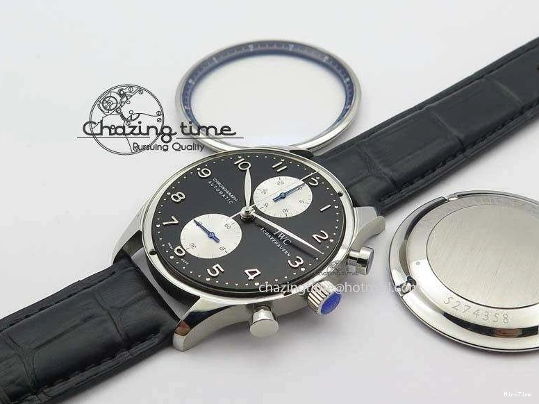 MIROTIME 0512 Modern Portuguese IW371404 ZF V3 1:1 Best Edition SS Black Dial On Black Leather Strap A 7267